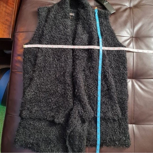 G.I.L.I Open Front Drape Textured Fuzzy Sweater Vest Black Women's Size S - Picture 14 of 15